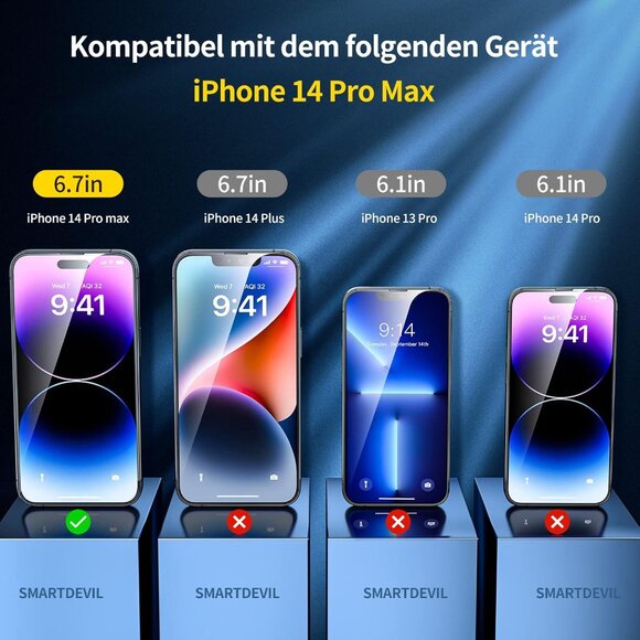 iPhone 14 Pro Max Screen Protectors 3 Pack Tempered Glass - Picture 2 of 10